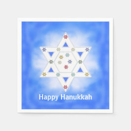 Servilleta De Papel Estrella Hanukkah y copos de nieve azul