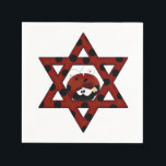 Servilleta De Papel Estrella judía de David<br><div class="desc">Estrella roja de David con puntos negros de polka y una linda mariquita.</div>