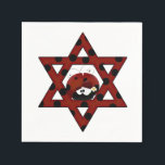Servilleta De Papel Estrella judía de David<br><div class="desc">Estrella roja de David con puntos negros de polka y una linda mariquita.</div>