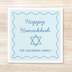 Servilleta De Papel Estrella judía personalizada Blue Happy Hanukkah F