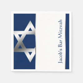 Servilleta De Papel Estrella marina y plateada de David Bar Mitzvah