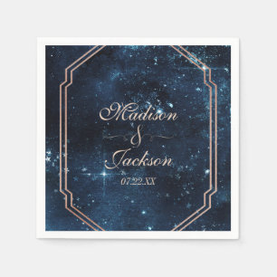 Servilleta De Papel Estrella nocturna cielo celeste galaxia monograma