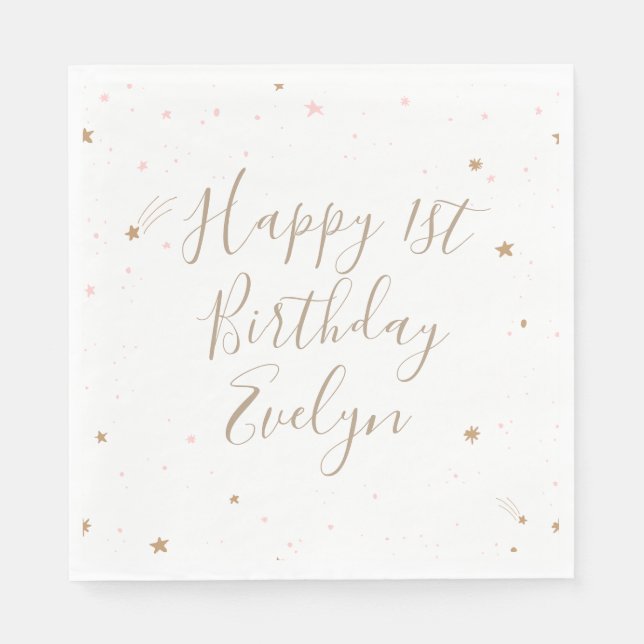 Servilleta De Papel Estrella Twinkle 1er cumpleaños (Anverso)