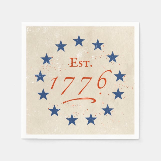 Servilleta De Papel Estrellas Americanas de 1776 (Anverso)