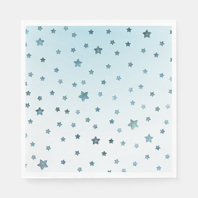 Servilleta De Papel Estrellas Aqua White Ombre (Anverso)