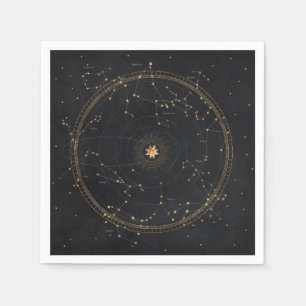 Servilleta De Papel Estrellas astrológicas mapa de estrellas negras de