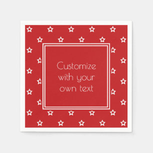 Servilleta De Papel Estrellas blancas en texto personalizado rojo bril