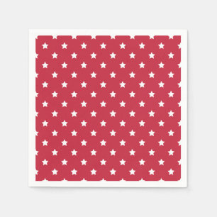 Servilleta De Papel Estrellas Clásicas Blancas - Rojo Cereza