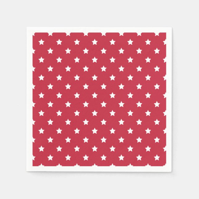 Servilleta De Papel Estrellas Clásicas Blancas - Rojo Cereza (Anverso)