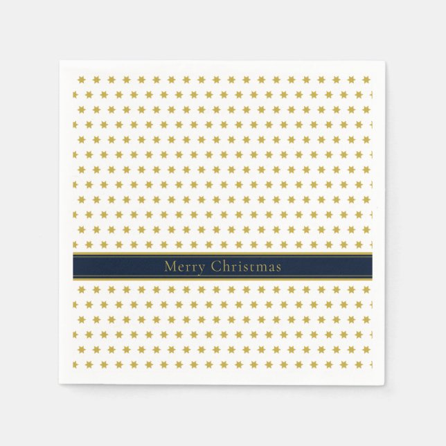 Servilleta De Papel Estrellas clásicas de Navidades blancos (Anverso)