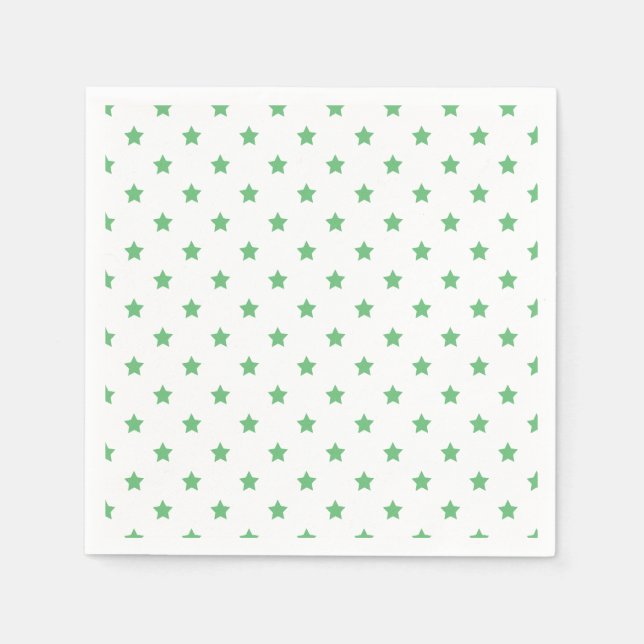 Servilleta De Papel Estrellas Clásicas Verano Verde - Blanco (Anverso)