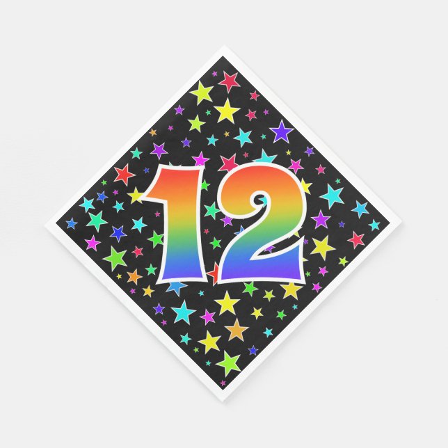 Servilleta De Papel Estrellas coloridas + Acontecimiento "12" del patr (Esquina)