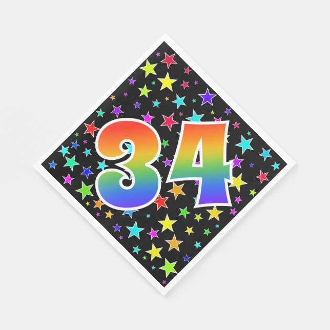 Servilleta De Papel Estrellas coloridas + Acontecimiento "34" del patr (Esquina)