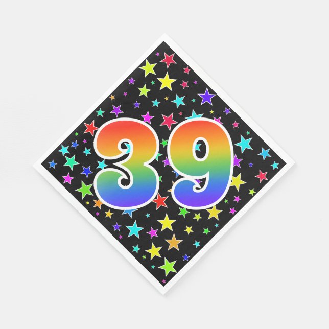 Servilleta De Papel Estrellas coloridas + Acontecimiento "39" del patr (Esquina)