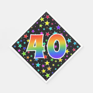 Servilleta De Papel Estrellas coloridas + Acontecimiento "40" del patr