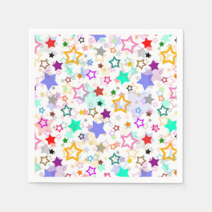 Servilleta De Papel Estrellas Coloridas Blancas