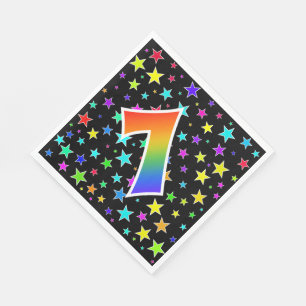 Servilleta De Papel Estrellas coloridas + Modelo "7" del arco iris
