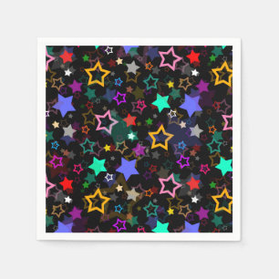 Servilleta De Papel Estrellas Coloridas Negras