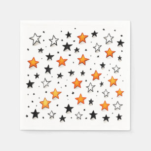 Servilleta De Papel Estrellas de B&W naranjas: servilletas de la fiest