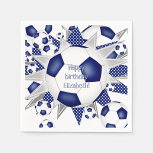 Servilleta De Papel estrellas de baloncesto de fútbol azul cumpleaños