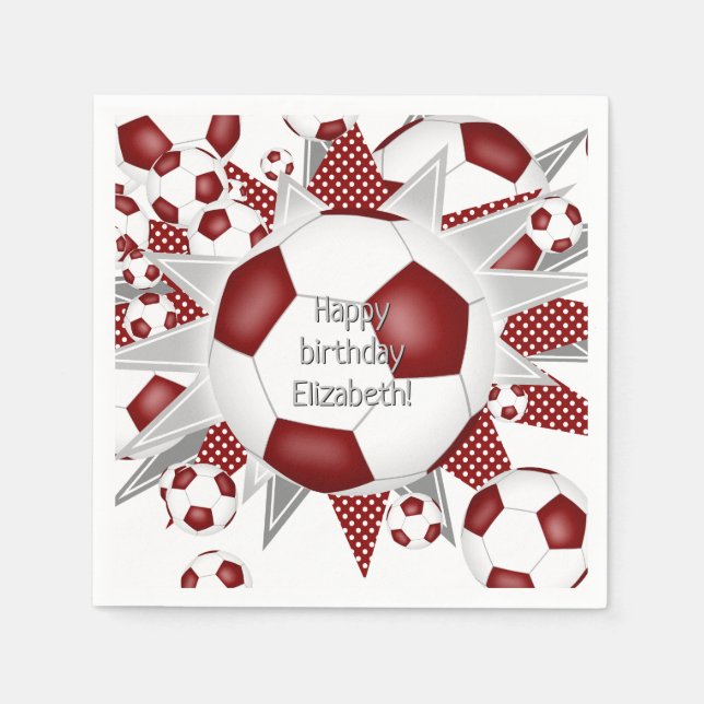 Servilleta De Papel Estrellas de baloncesto de fútbol marrón cumpleaño (Anverso)