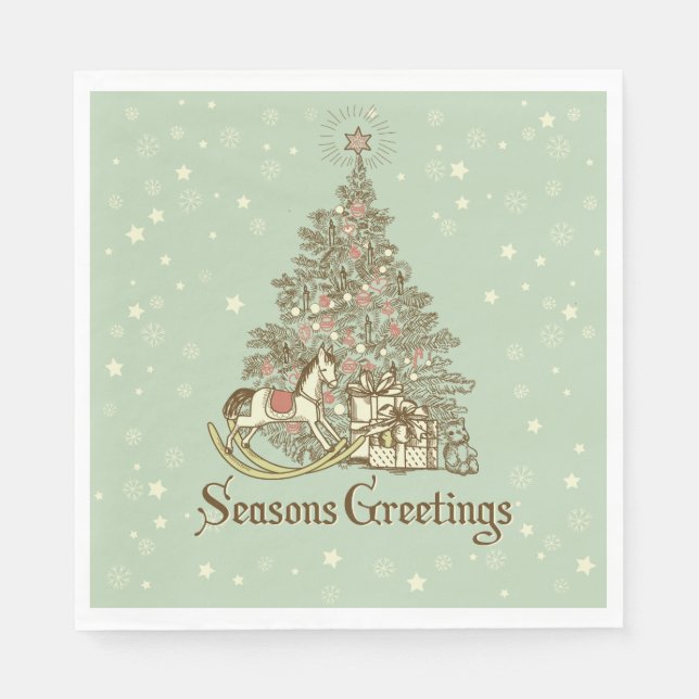 Servilleta De Papel Estrellas de caballos de rock en árboles de Navida (Anverso)