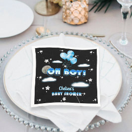 Servilleta De Papel Estrellas de globos azules cósmicos Cute Oh Boy Ba