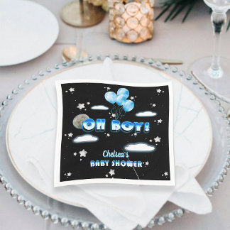Servilleta De Papel Estrellas de globos azules cósmicos Cute Oh Boy Ba