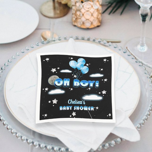 Servilleta De Papel Estrellas de globos azules cósmicos Cute Oh Boy Ba (Subido por el creador)