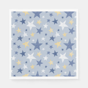 Servilleta De Papel Estrellas de invierno azules y amarillas