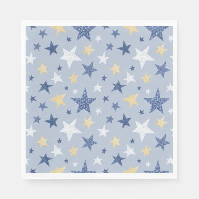 Servilleta De Papel Estrellas de invierno azules y amarillas (Anverso)