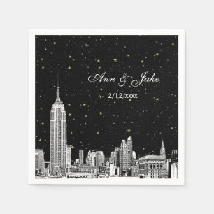 Servilleta De Papel Estrellas de la silueta de NYC grabadas en fondo d