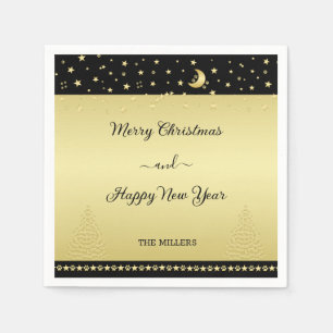 Servilleta De Papel Estrellas de Navidades brillantes de oro, trapos d
