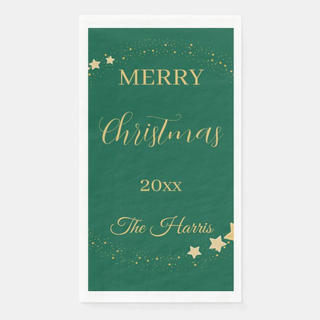 Servilleta De Papel Estrellas de oro de Navidades modernos y elegantes (Anverso)