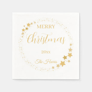 Servilleta De Papel Estrellas de oro de Navidades modernos y elegantes