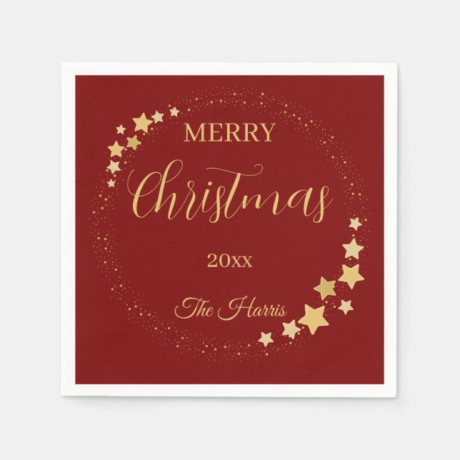 Servilleta De Papel Estrellas de oro de Navidades modernos y elegantes (Anverso)