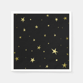 Servilleta De Papel Estrellas de oro negro de estilo
