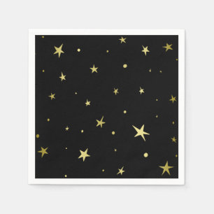 Servilleta De Papel Estrellas de oro negro de estilo