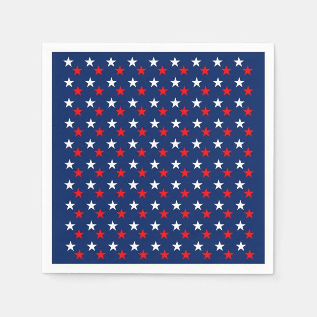 Servilleta De Papel Estrellas de patrón patriótico en azul (Anverso)