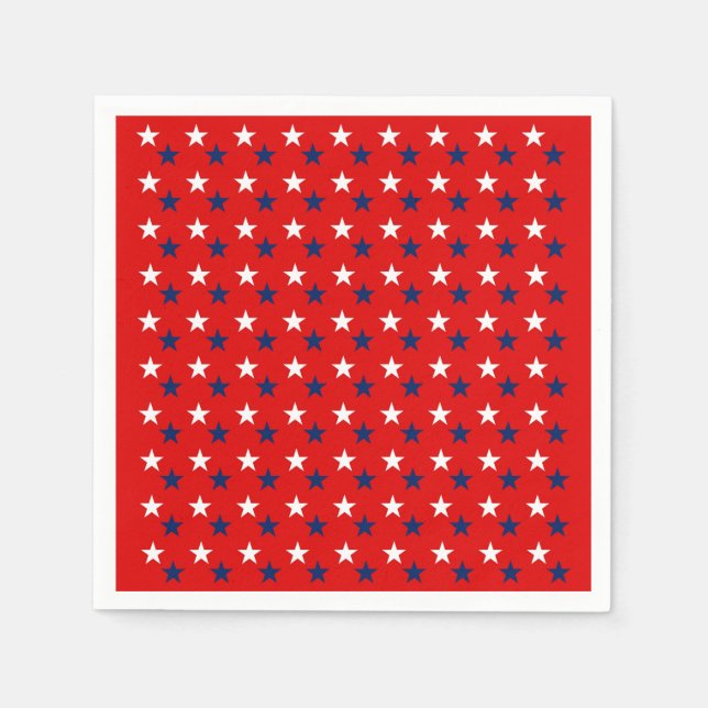 Servilleta De Papel Estrellas de patrones patrióticos en rojo (Anverso)