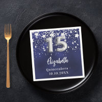 Estrellas de plata azul marino Quinceanera