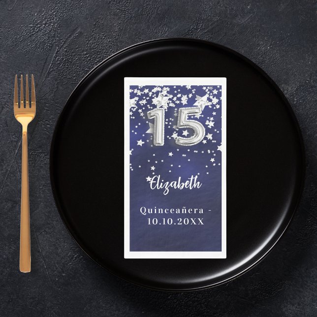Servilleta De Papel Estrellas de plata azul marino Quinceanera (Subido por el creador)