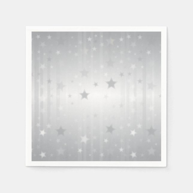 Servilleta De Papel Estrellas de Plata Brillantes (Anverso)