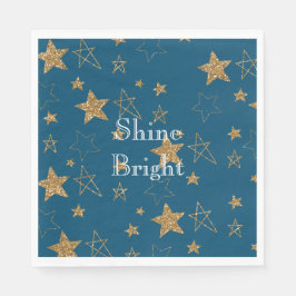 Servilleta De Papel Estrellas de Purpurina de oro azul