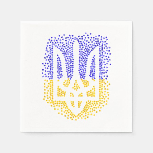 Servilleta De Papel Estrellas de tridente de heraldry de Ucrania (Anverso)