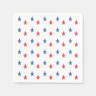 Servilleta De Papel Estrellas dibujadas a mano azul rojo patriótico ad