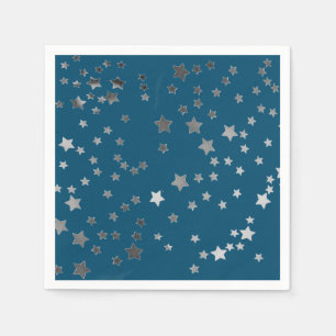 Servilleta De Papel Estrellas Dispersas sobre Azul