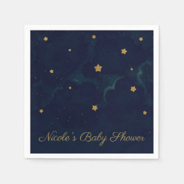 Servilleta De Papel Estrellas Doradas Cielo Nocturno Azul Oscuro Fiest