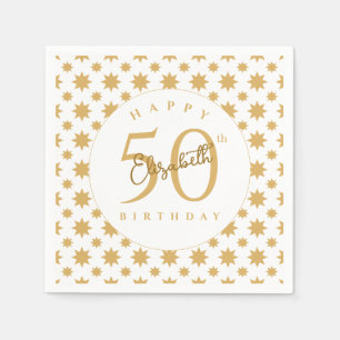 Servilleta De Papel Estrellas Doradas Cumpleaños 50 Nombre Personaliza