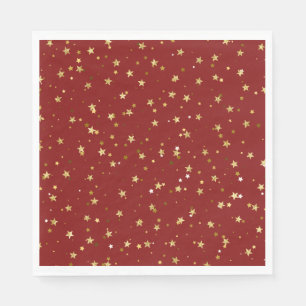 Servilleta De Papel Estrellas doradas de fondo rojo